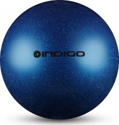 Мяч для художественной гимнастики 15 см 300 г Indigo металлик синий с блестками IN119