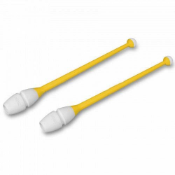 Булавы для гимнастики 45 см Indigo вставляющиеся (пластик, каучук) желто-белые IN019